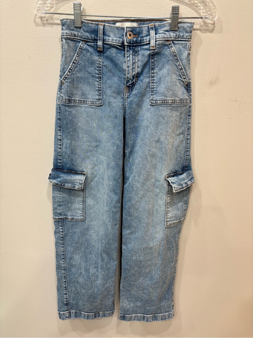 Abercrombie & Fitch High Rise Wide Leg Cargo Jeans Girls Size 11/12 Long
